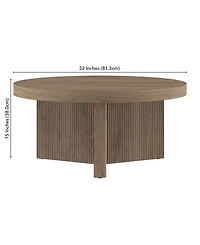 Hudson & Canal Holm 32" Wide Round Fluted Coffee Table