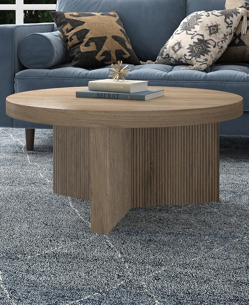 Hudson & Canal Holm 32" Wide Round Fluted Coffee Table