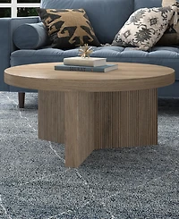 Hudson & Canal Holm 32" Wide Round Fluted Coffee Table