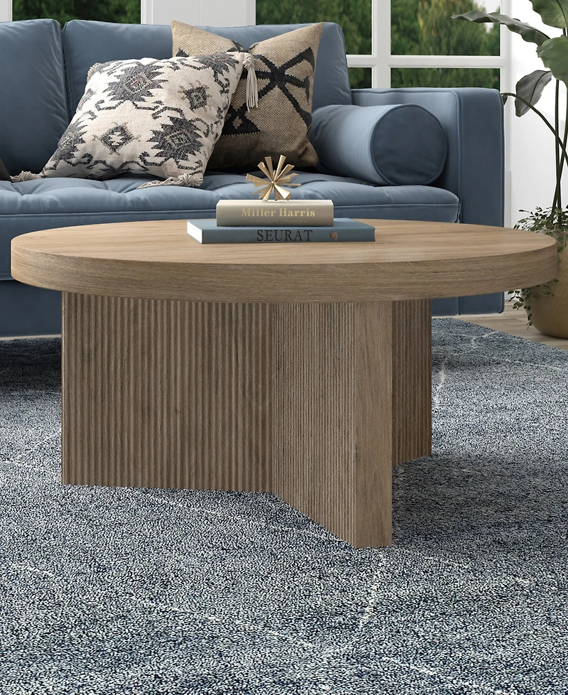 Hudson & Canal Holm 32" Wide Round Fluted Coffee Table