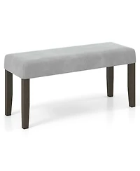 Gymax Upholstered Bedroom Bench w/Padded Seat and Solid Wood Legs for Dining Room