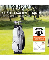 Mecale Golf Cart Bag, 14-Way Divider Top, 36", 13 Pockets, Premium Nylon, Handles, Dust Cover & Detachable Straps.