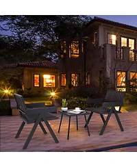 3 Pcs Patio Wicker Chair Set, Rattan Furniture Set with Quick Dry Foam Padding