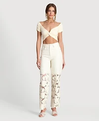 Pant Embroidered Cutout