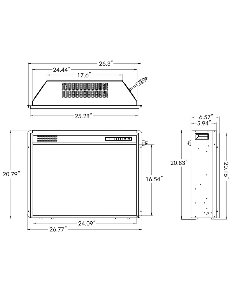 Costway 26 Inch Recessed Electric Fireplace heater W/ Remote Control