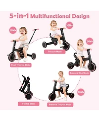 Mecale 4-in-1 Foldable Toddler Tricycle with Push Handle with Adjustable Seat