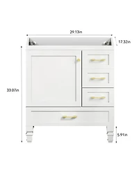 Sillysis Modern Bathroom Vanity with Sink, Transitional Mdf Cabinet, Ample Soft Close Storage, 1 Door 3 Drawers for Stylish Bathrooms
