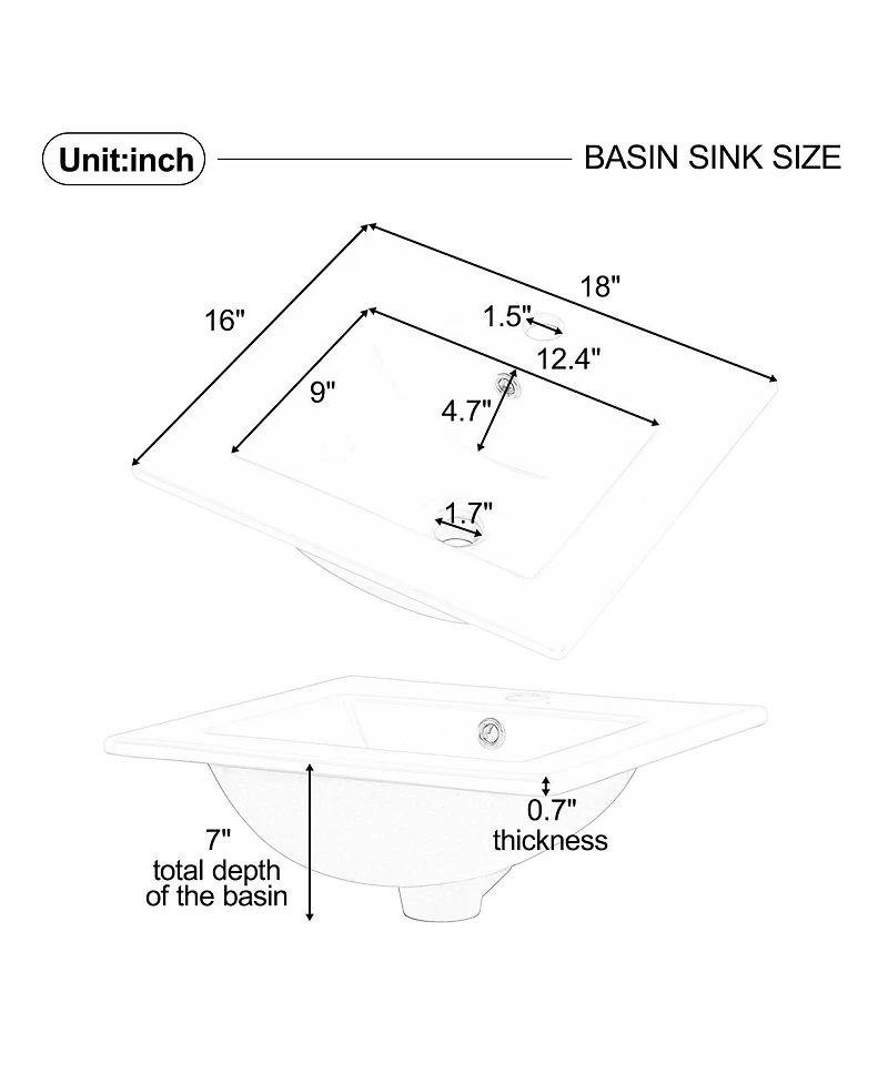 Sillysis Bathroom Vanity with Sink, Painted Mdf Cabinet, Soft Close Door, Adjustable Shelf & Organizer for Small Spaces