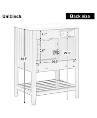 Sillysis 24" Bathroom Vanity with Ceramic Sink, Solid Wood Frame, Open Shelf Storage for Modern Small Spaces