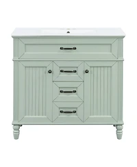 Sillysis 36" Bathroom Vanity with Ceramic Sink, Flip-Out Drawer, Soft Close Doors & Storage Drawers for Modern Bathrooms
