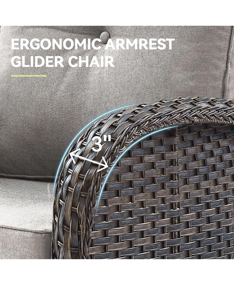 Gymojoy 5-Piece Brown Pe Wicker Patio Conversation Set with Olefin Cushion and Swivel Chairs