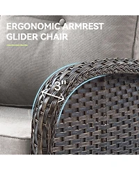 Gymojoy 5-Piece Brown Pe Wicker Patio Conversation Set with Olefin Cushion and Swivel Chairs