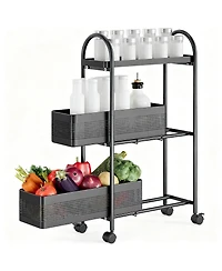 Yigii Slim Storage Cart with Pull-Out Baskets for Narrow Spaces - Kitchen, Bathroom, Laundry