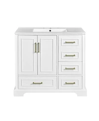 Sillysis Traditional Bathroom Vanity with Ceramic Sink, Soft Close Doors & 4 Drawers, Ample Storage Cabinet for Main Bathrooms