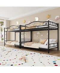 gaomon Twin Over Twin Metal Bunk Bed with Ladder Guardrails Heavy Duty 400 Lbs, No Box Spring Easy Assembly