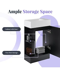 Sillysis Bathroom Vanity with Sink, Mdf Storage Cabinet, Two-Tier Shelf & Left or Right Orientation for Small Bathrooms