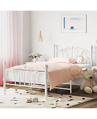 gaomon Metal Frame Platform Bed Iron-Art Heart Headboard Under Storage Footboard 600 Lbs Easy Assembly No Box