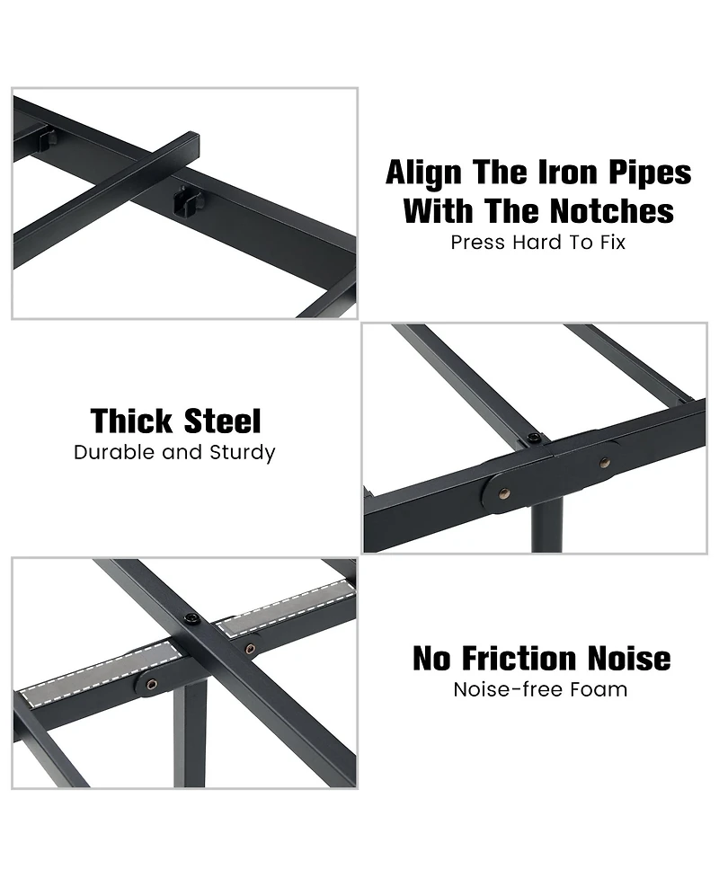 gaomon Size MDFandMetal Platform Bed-Curved Frame-Wood Slat Support-No Box Spring Needed