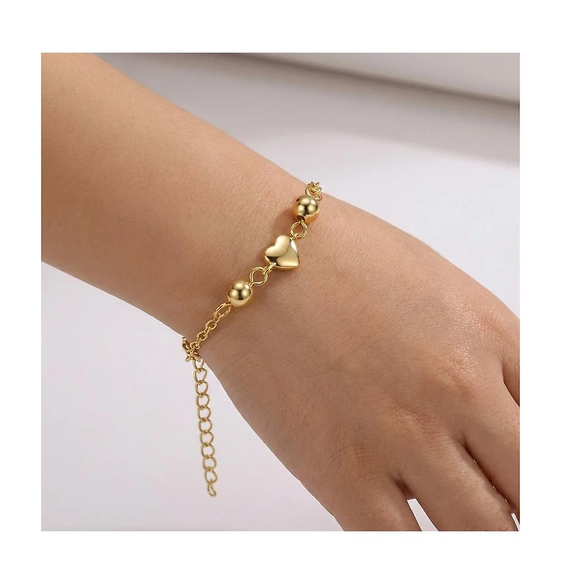 GiGiGirl Kids 14k Gold Plated Tiny Heart & Pearl Station Charm Bracelet