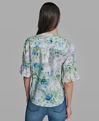 Karl Lagerfeld Paris Petite Short-Sleeve Blouse