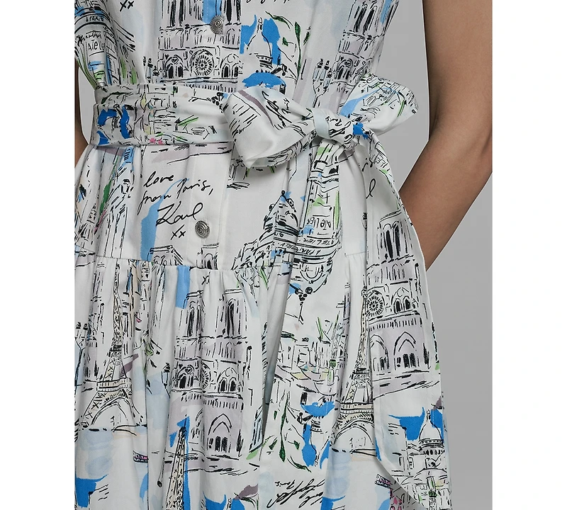 Karl Lagerfeld Paris Petite Collared Neck Midi Dress