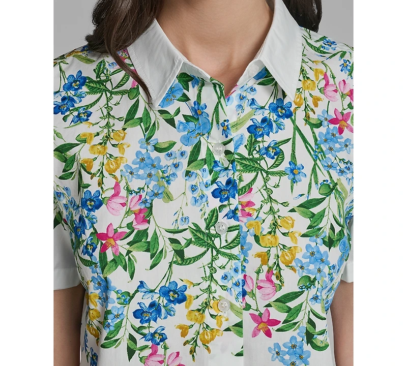Karl Lagerfeld Paris Petite Printed Short-Sleeve Shirt