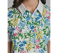Karl Lagerfeld Paris Petite Printed Short-Sleeve Shirt