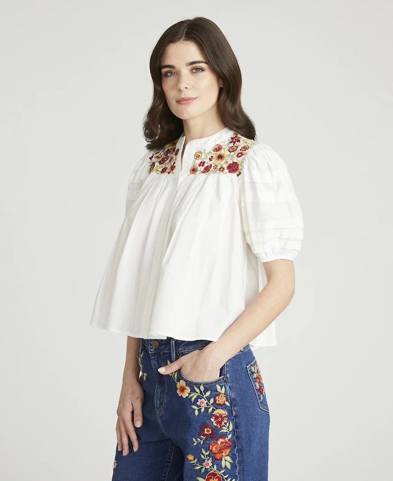 Driftwood Women's Short-Sleeve Floral Blouse