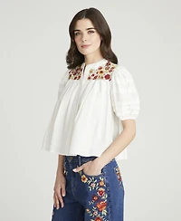 Driftwood Women's Short-Sleeve Floral Blouse