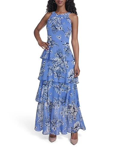 Tommy Hilfiger Women's Halter Neck Tiered Maxi Dress