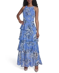 Tommy Hilfiger Women's Halter Neck Tiered Maxi Dress