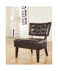 Simplie Fun Furniture Blended Leather Tufted Accent Chair with Oversized Seating, Brown