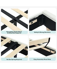 gaomon 2PCS Twin Upholstered Bed Frames,Platform Bed with Bookcase Headboard, Velvet Mattress Foundation, Heavy Duty Steel Support Legs, Easy Assembly