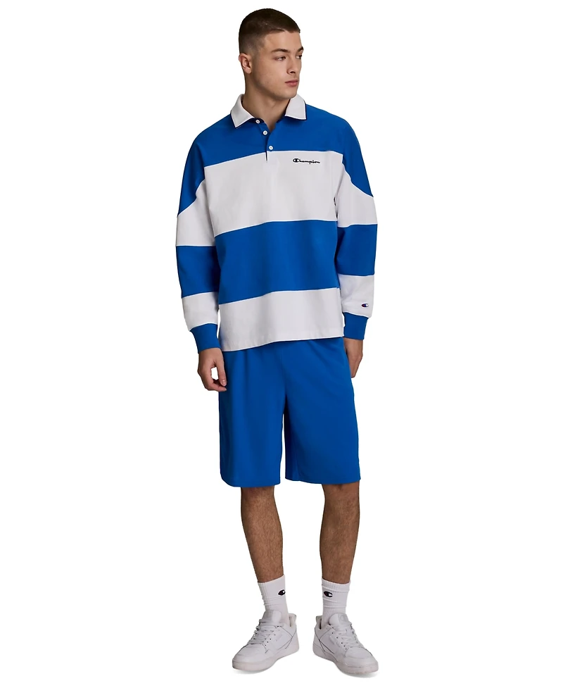 Champion Men's Gridiron Blocked Long-Sleeve Rugby Polo Shirt