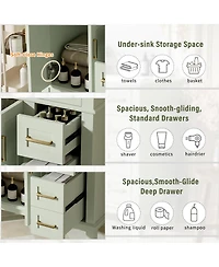 Sillysis 30" Bathroom Vanity with Ceramic Sink, Modern Storage Cabinet 2 Soft-Close Doors & Deep Drawer for Small Bathrooms