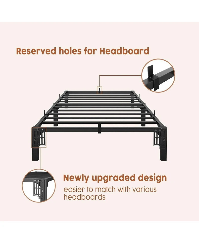 gaomon Frame 8 Inch Metal Platform No Screws 800 Lbs Heavy Duty Tool-Free Iron Slats No Box Spring