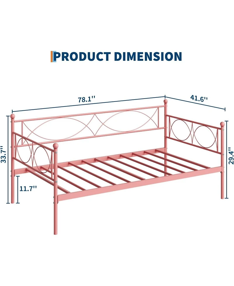 gaomon Metal Daybed with Heavy Duty Slats- Mattress Foundation Platform- Multi-Functional Sofa Bed for Living Room- Bedroom- Guest Room