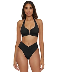 Becca Women's V-Neck Halter Swim Top