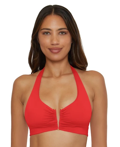 Becca Women's V-Neck Halter Swim Top