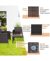 Gymax 8PCS Patio Rattan Furniture Set Cushioned Chair Sofa Table