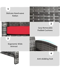 Gymax Set Of 6 Patio Furniture Outdoor Sectional Conversation Pe Rattan Sofa