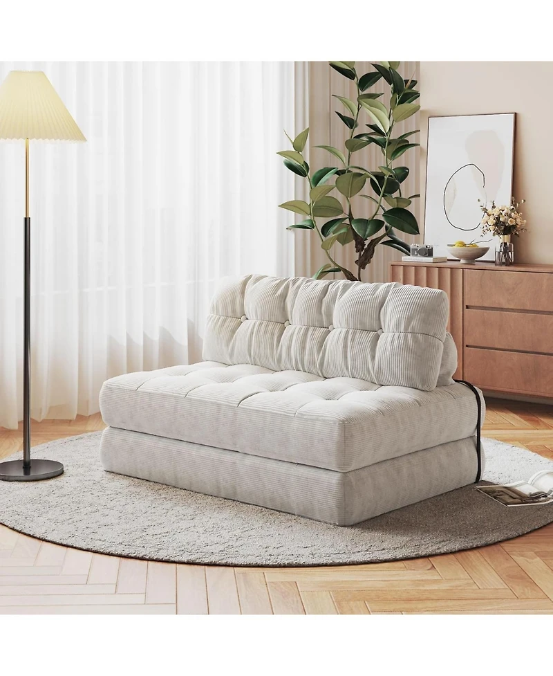 gaomon Folding Sofa Bed, Futon Sofa Bed, Floor Folding Couch for Living Room, Convertible Sleeper Chair with Pillow Foldable Mattress Back Support