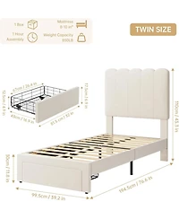gaomon Velvet Upholstered Bed Frame Storage Drawer Headboard Girls Platform Bed Wood Slat Support Noise Free Easy Assembly
