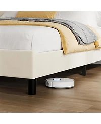 gaomon Upholstered Bed Frame- Adjustable Velvet Headboard Wood Slats No Box Spring Needed