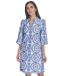 Jessica Howard Women's Printed Collared Short Dress