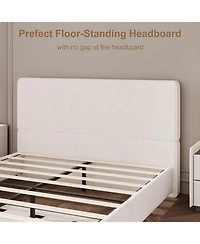 gaomon Upholstered Platform Bed Frame with 2 Storage Drawers, Faux Leather Low Profile Bed Base with Wood Slat Support, No Box Spring Needed