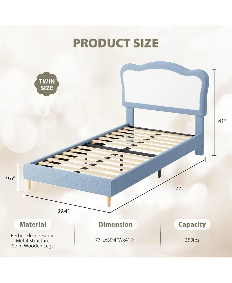 gaomon Bed Frames for Kids with Soft headboard, Velvet Low Frame Girls, Boys