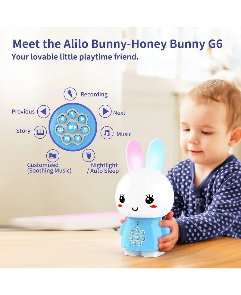 Alilo Honey Bunny Kids Audio Player – Musical Story Toy with Nightlight & Soothing Sounds