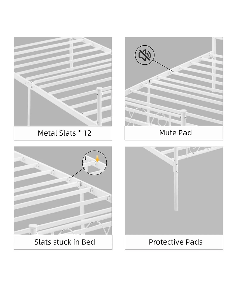 gaomon Bed Frame Metal Platform with Headboard Footboard Strong Slats Under Storage No Box Spring Easy