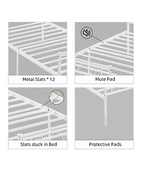 gaomon Bed Frame Metal Platform with Headboard Footboard Strong Slats Under Storage No Box Spring Easy